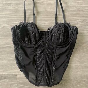 Garage Semi Cropped Black Lace Corset Top
